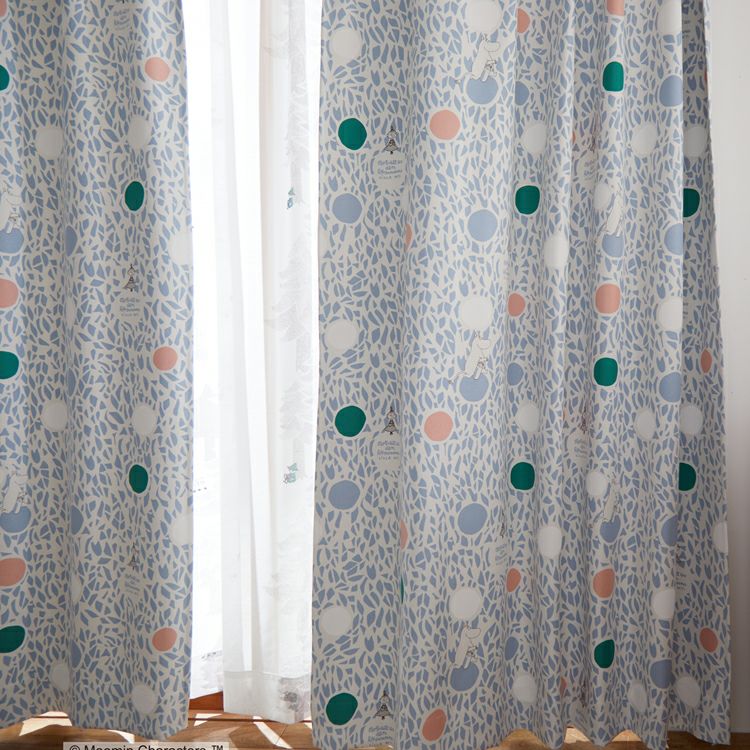 Blackout curtain 178cm length 1 piece (color circle/blue) A1002 <Order item>
