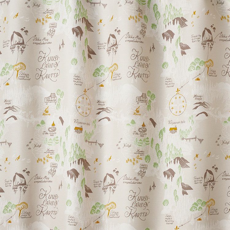 1 piece of blackout curtain 135cm length (Map of Moominvalley/Ivory) A1020 <Order item>