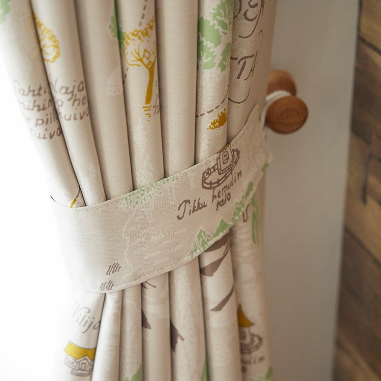 1 piece of blackout curtain 135cm length (Map of Moominvalley/Ivory) A1020 <Order item>