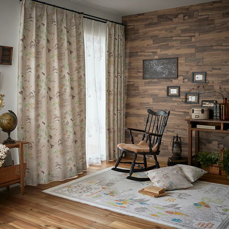 1 piece of blackout curtain 135cm length (Map of Moominvalley/Ivory) A1020 <Order item>