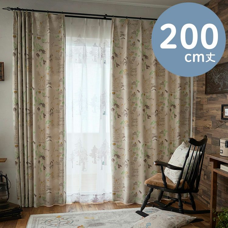1 blackout curtain 200cm length (Map of Moominvalley/Ivory) A1020 <Order item>
