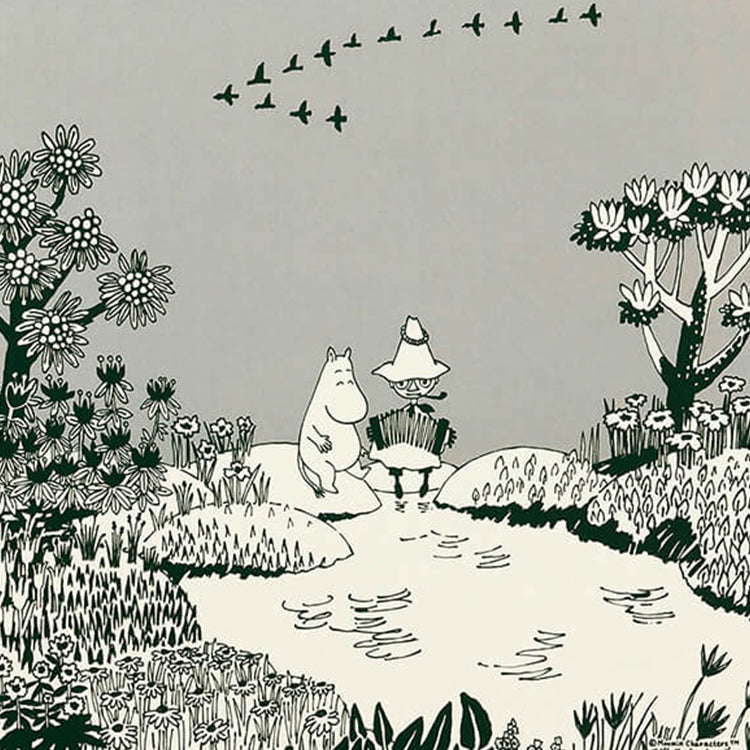ムーミン公式オンラインショップMOOMIN TRIBUTE WORKS×a good view アートポスター フレームセット（水辺のふたり/アイボリー）