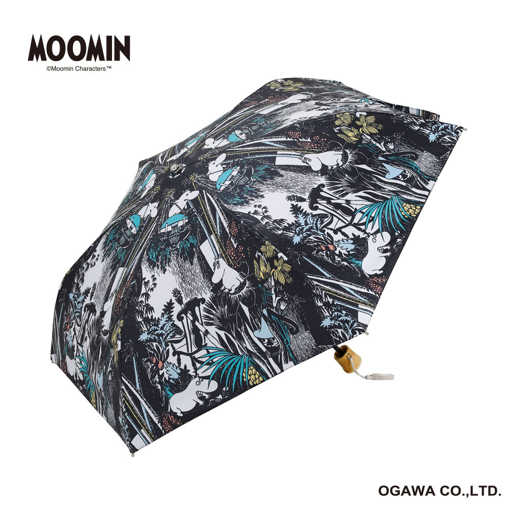 Folding umbrella for both rain and shine (Happy Moomin Family/Black) 56217