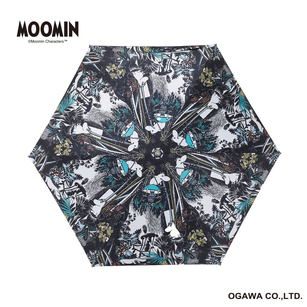 Folding umbrella for both rain and shine (Happy Moomin Family/Black) 56217
