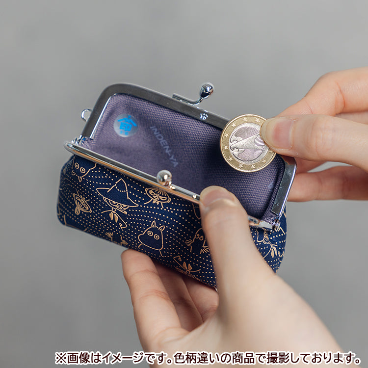 印傳屋コラボ がま口小銭入れ 波柄（茶地白漆）【公式限定】