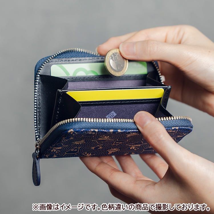 印傳屋コラボ 小銭入れ 波柄（茶地白漆）【公式限定】