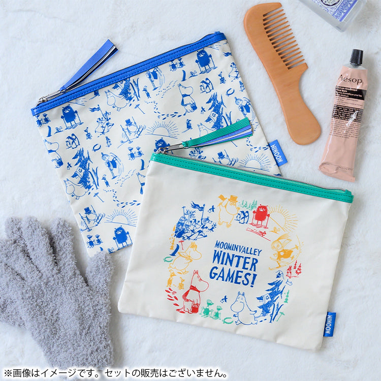 10月下旬頃お届け予定＊フラットポーチ（Moominvalley Winter Games/BL）＜予約商品＞