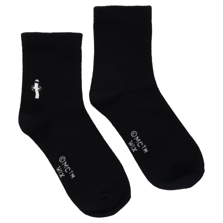 Low crew socks (Hatto-Hat Embroidery/Black) MNL553003-001