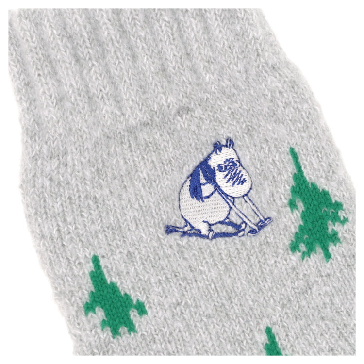 滑止付ホームソックス（Moominvalley Winter Games/ムーミン刺繍/ミディアムグレー）MNL464877-003