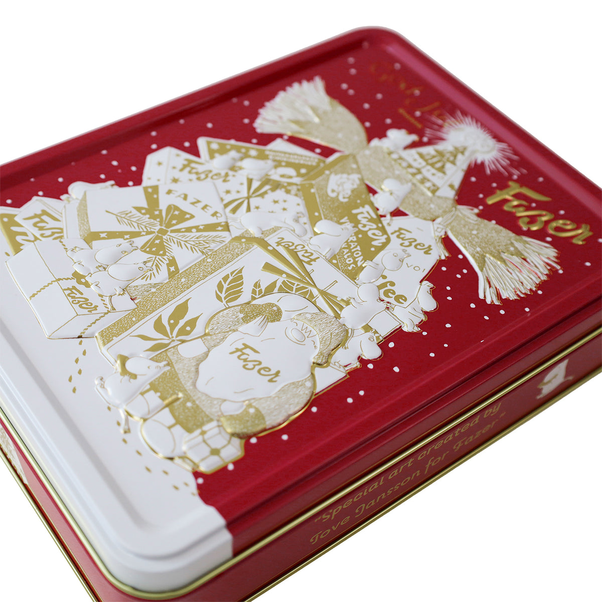 Fazer GodJulデザイン缶入りチョコレート（レッド）FAZ170178※