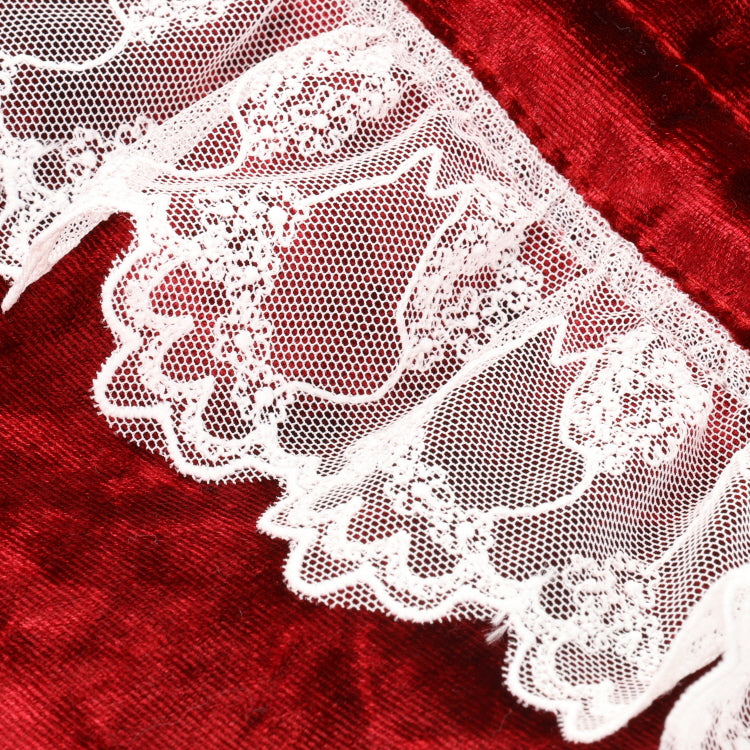 Lace &amp; velor drawstring (ribbon/wine red) MM-8335