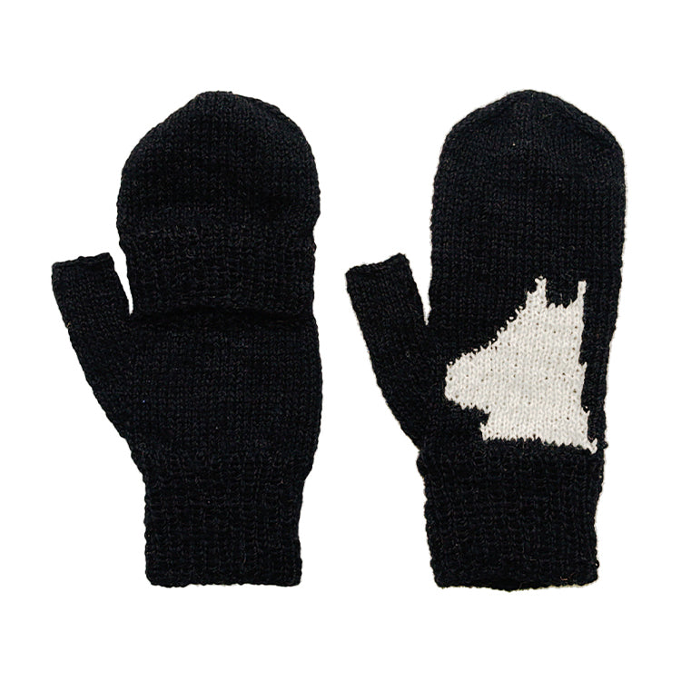 PeopleTree Hand-knitted Mittens (Black/Moomintroll) AKA10-75