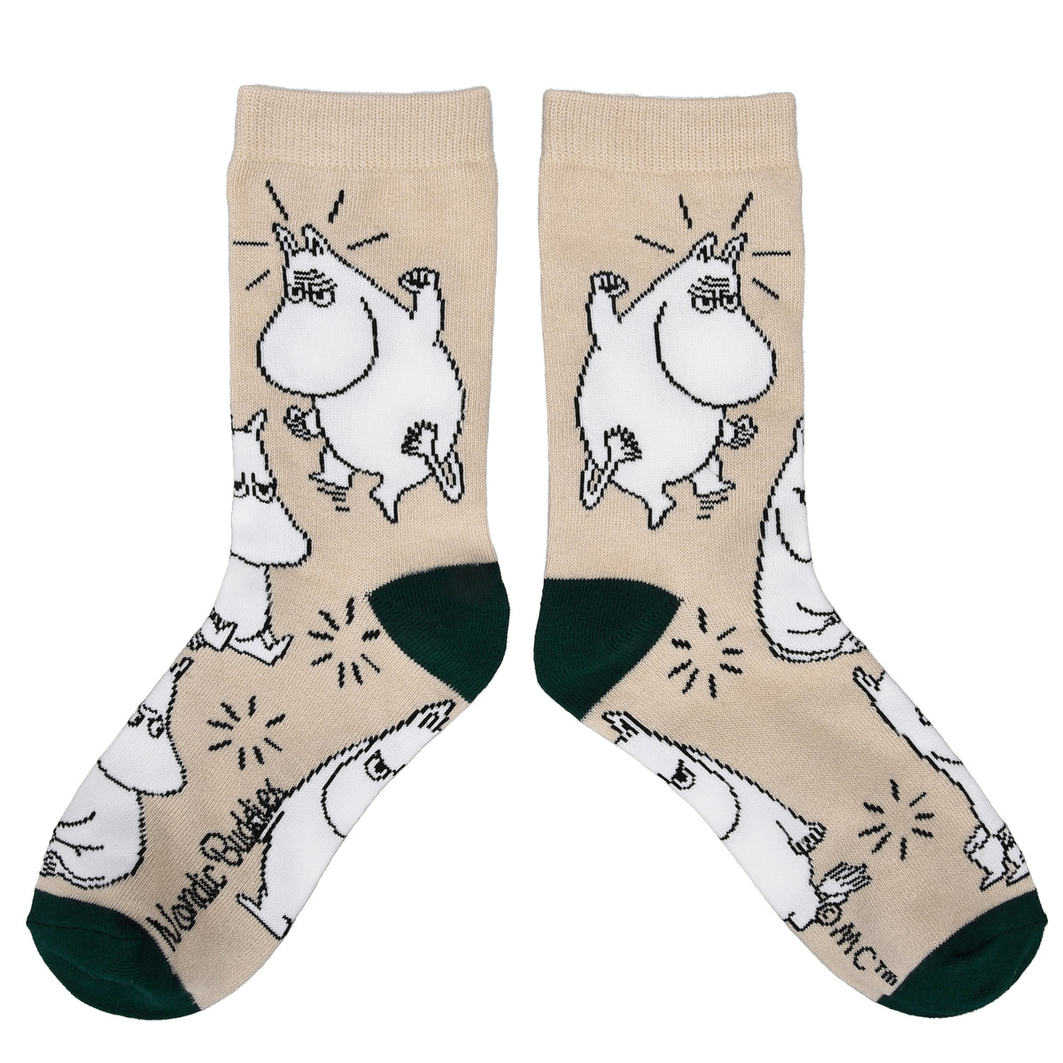 Nordicbuddies クラシックソックス（アングリームーミン/ベージュ＆グリーン）MOOMIN23W